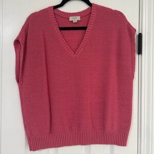 Pink v-neck knit top